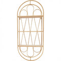 Boho Wall Shelf with Wooden Shelves, 2-Tier Decorative Hanging Wall Organizer, Natural Rattan Arch Floating Shelf for Living Room, Bathroom, Bedroom & Entryway